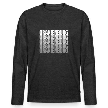 Oranienburg - Männer Premium Bio Langarmshirt - Anthrazit meliert - Vorne - Nico (187cm)