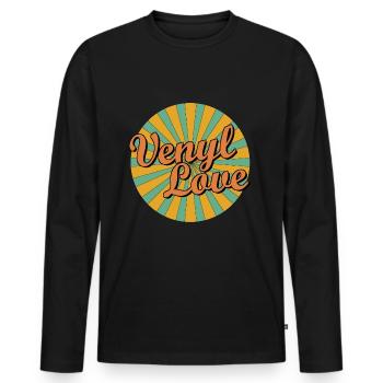 venyl love - Männer Premium Bio Langarmshirt - Schwarz - Vorne - Nico (187cm)