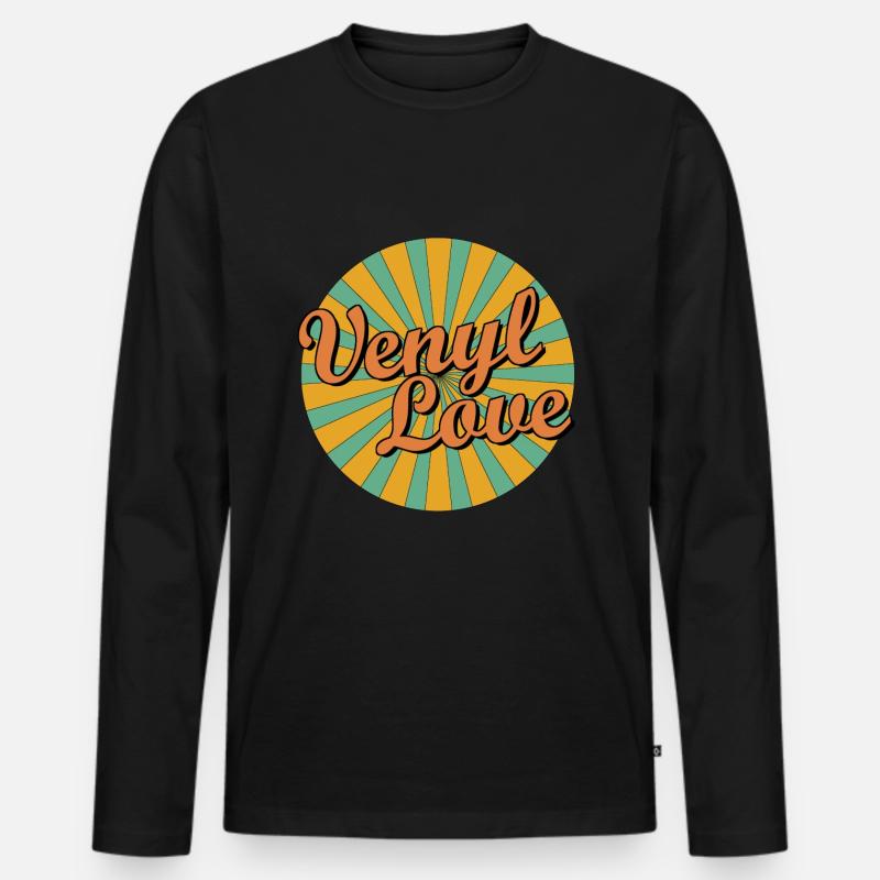 venyl love - Männer Premium Bio Langarmshirt - Schwarz