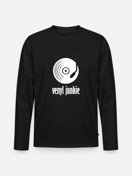 Venyl junkie - Männer Premium Bio Langarmshirt - Schwarz