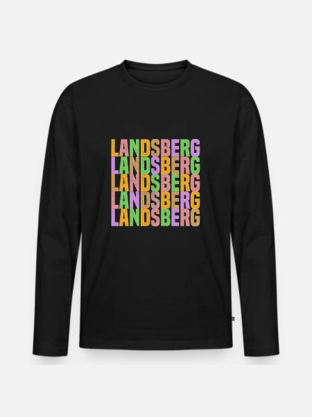 Landsberg Regenbogen - Männer Premium Bio Langarmshirt - Schwarz