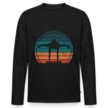 Calisthenics Push Up Training Vintage Retro - Männer Premium Bio Langarmshirt - Schwarz - Vorne - Nico (187cm)