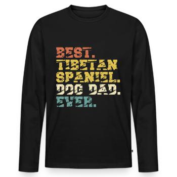 Tibetan Spaniel Dad Daddy Papa Herrchen Vintage - Männer Premium Bio Langarmshirt - Schwarz - Vorne - Nico (187cm)