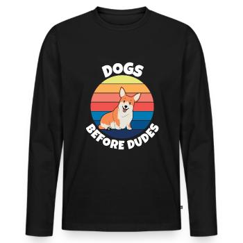 dog lover animal lover saying funny pet owner - Men's Premium Organic Long Sleeve Shirt - black - Front - Nico (187cm)