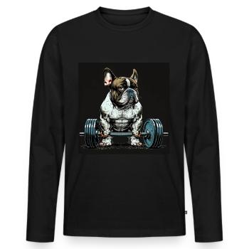 Français Bulldog Frenchie Bodybuilding Dog - T-shirt manches longues Premium bio Homme - noir - Devant - Nico (187cm)