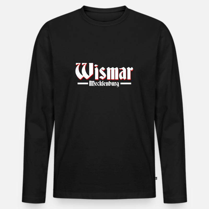 Wismar - Männer Premium Bio Langarmshirt - Schwarz