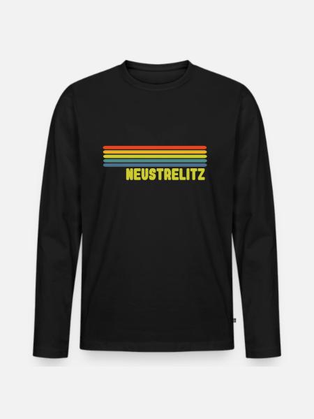 Neustrelitz Regenbogen - Männer Premium Bio Langarmshirt - Schwarz
