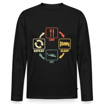 Hubschrauberpilot Helikopter Sprüche Lustig Witzig - Männer Premium Bio Langarmshirt - Schwarz - Vorne - Nico (187cm)