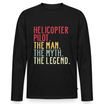 Hubschrauberpilot Helikopter Dad Sprüche Vintage - Männer Premium Bio Langarmshirt - Schwarz - Vorne - Nico (187cm)