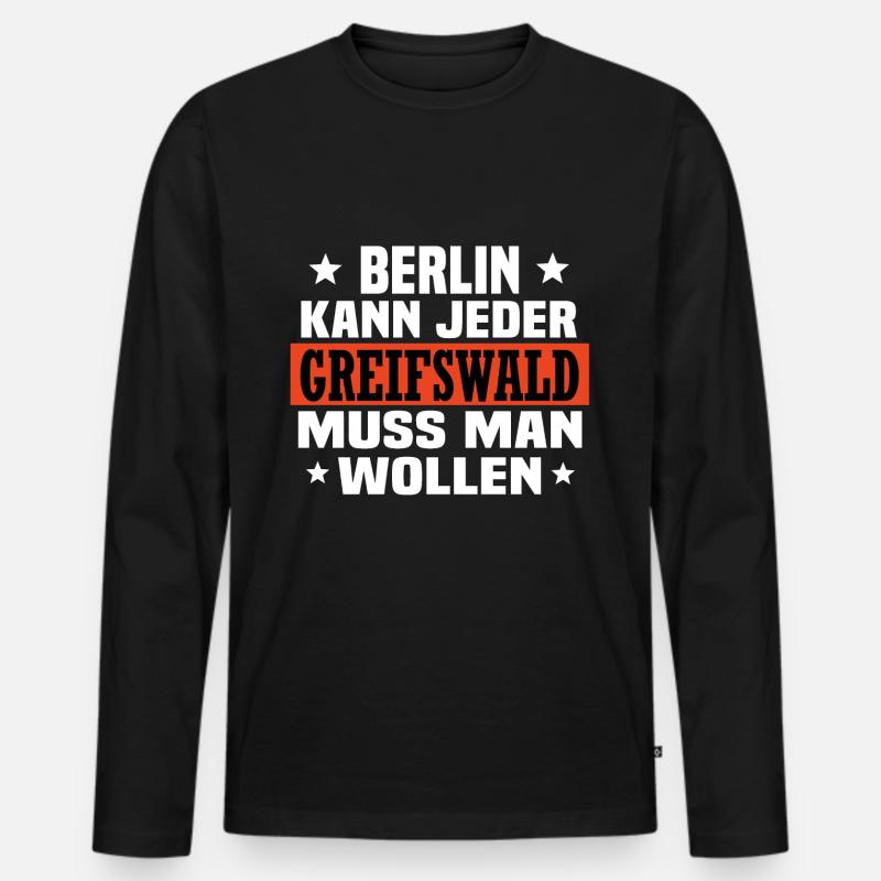 Greifswald - Männer Premium Bio Langarmshirt - Schwarz
