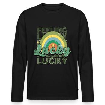 Feeling Lucky St Patricks Day Retro - Männer Premium Bio Langarmshirt - Schwarz - Vorne - Nico (187cm)