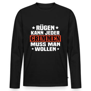 grimmen Vorpommern - Männer Premium Bio Langarmshirt - Schwarz - Vorne - Nico (187cm)