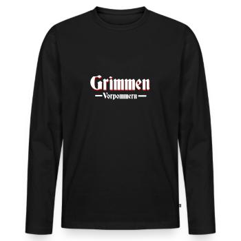 grimmen altdeutsche Schrift - Männer Premium Bio Langarmshirt - Schwarz - Vorne - Nico (187cm)