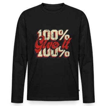 100% 100% quote - Men's Premium Organic Long Sleeve Shirt - black - Front - Nico (187cm)