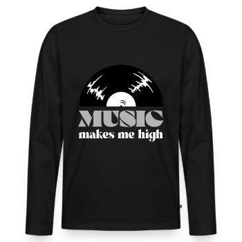 Music makes me high Music Gift - Men's Premium Organic Long Sleeve Shirt - black - Front - Nico (187cm)