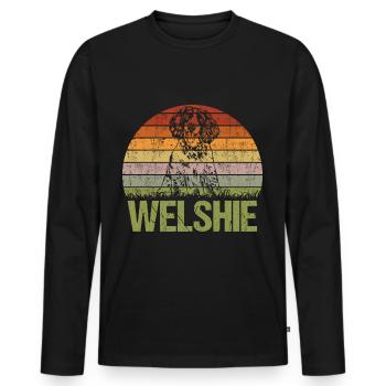 Welsh Springer Spaniel Vintage Retro - T-shirt manches longues Premium bio Homme - noir - Devant - Nico (187cm)
