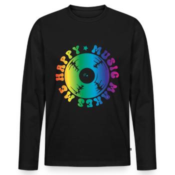 Music makes me happy Vinyl - Men's Premium Organic Long Sleeve Shirt - black - Front - Nico (187cm)