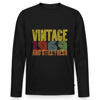 Vintage 1969 - Männer Premium Bio Langarmshirt - Schwarz - Vorne - Nico (187cm)