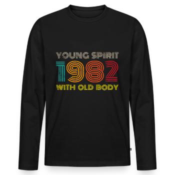 Millésime 1982 - T-shirt manches longues Premium bio Homme - noir - Devant - Nico (187cm)