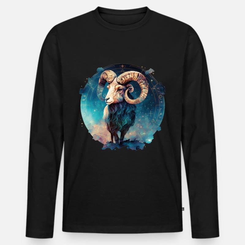 Sternzeichen Widder Geschenk - Männer Premium Bio Langarmshirt - Schwarz
