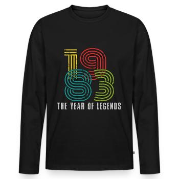 1983 40e anniversaire - T-shirt manches longues Premium bio Homme - noir - Devant - Nico (187cm)