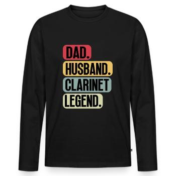 Clarinet Player Dad Clarinet Player Sayings - Men's Premium Organic Long Sleeve Shirt - black - Front - Nico (187cm)
