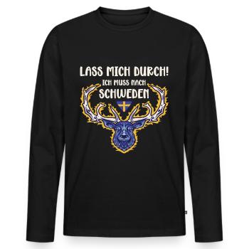 LASS MICH DURCH ICH MUSS NACH SCHWEDEN Urlaub - Männer Premium Bio Langarmshirt - Schwarz - Vorne - Nico (187cm)