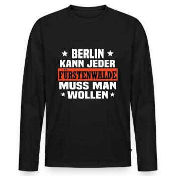 Fürstenwalde Spree - Männer Premium Bio Langarmshirt - Schwarz - Vorne - Nico (187cm)