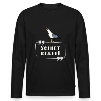 Moin - schreiende Möwe Schrift lustig norddeutsch - Männer Premium Bio Langarmshirt - Schwarz - Vorne - Nico (187cm)
