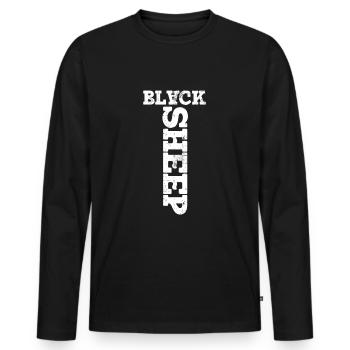 Black Sheep Retro - Männer Premium Bio Langarmshirt - Schwarz - Vorne - Nico (187cm)