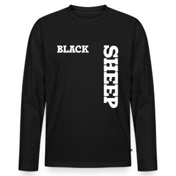 Black Sheep Retro - Männer Premium Bio Langarmshirt - Schwarz - Vorne - Nico (187cm)