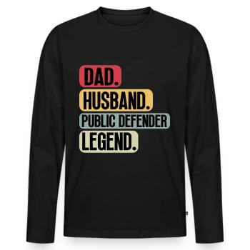 Défenseur public Défenseur public Papa Paroles - T-shirt manches longues Premium bio Homme - noir - Devant - Nico (187cm)