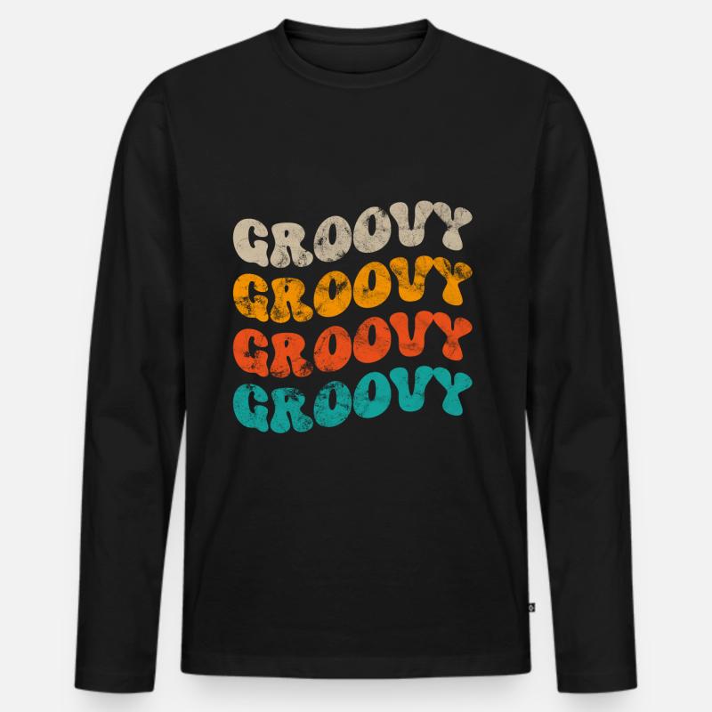 Groovy Musik Groove Geschenk - Männer Premium Bio Langarmshirt - Schwarz