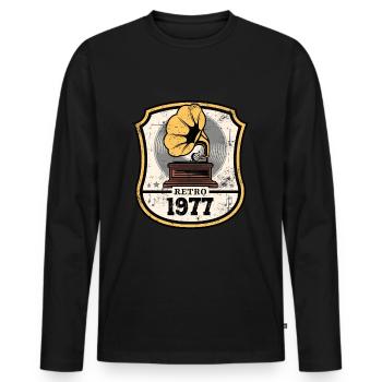 Millésime 1977 - T-shirt manches longues Premium bio Homme - noir - Devant - Nico (187cm)