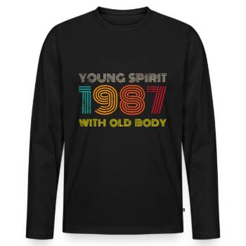 Millésime 1987 - T-shirt manches longues Premium bio Homme - noir - Devant - Nico (187cm)