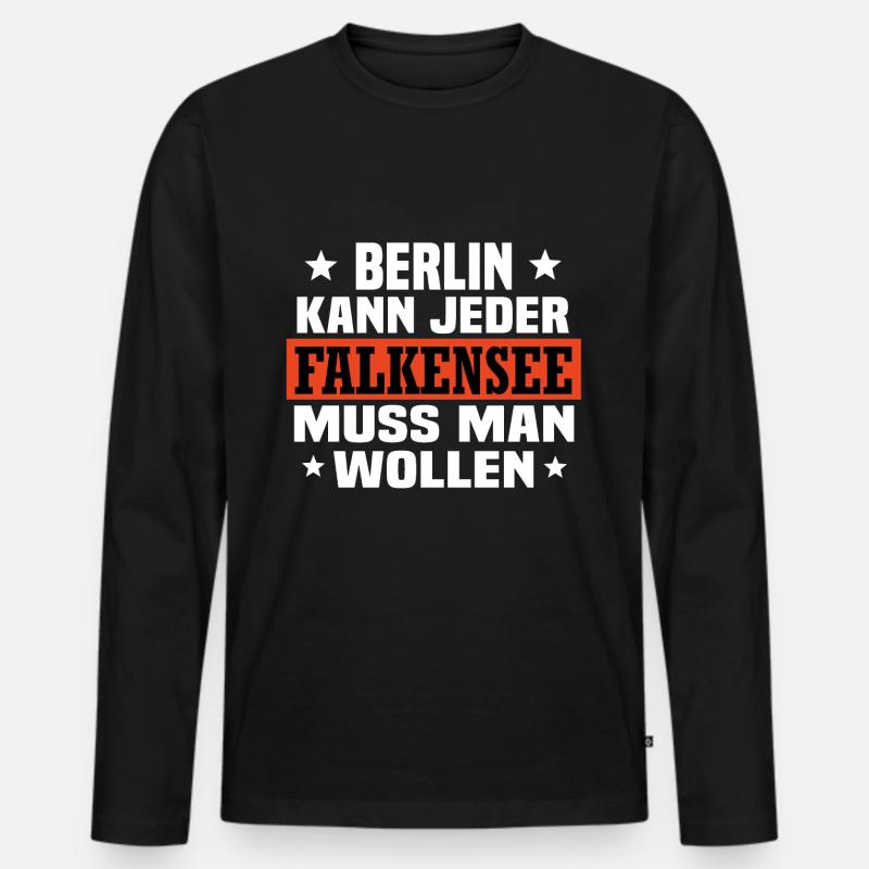 Falkensee - Männer Premium Bio Langarmshirt - Schwarz