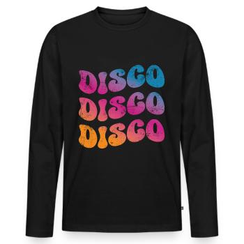 Disco Rétro - T-shirt manches longues Premium bio Homme - noir - Devant - Nico (187cm)