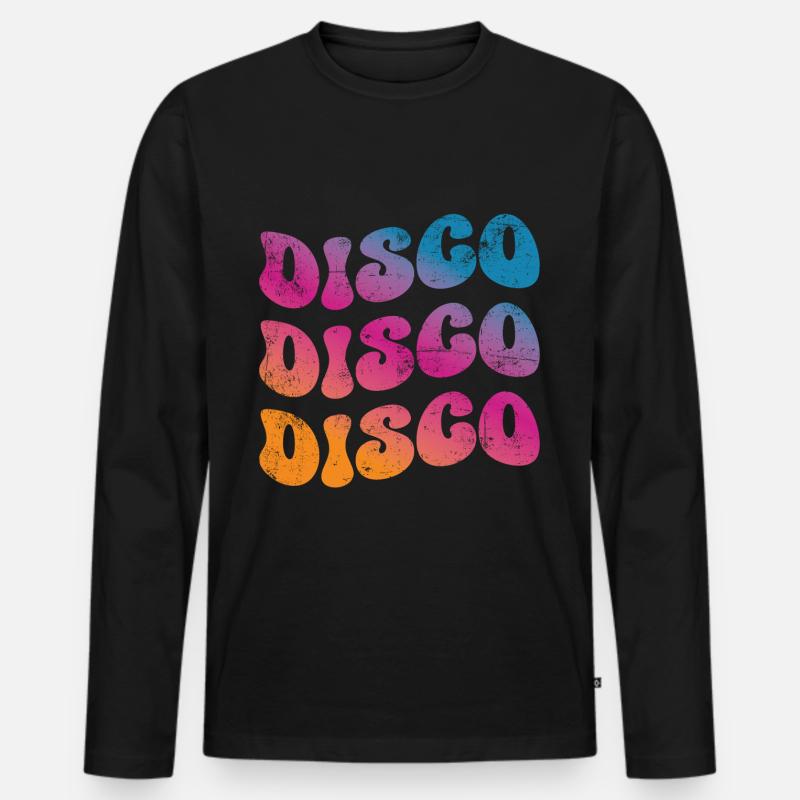 Disco Retro - Männer Premium Bio Langarmshirt - Schwarz