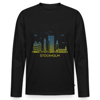 Stockholm Skyline - Men's Premium Organic Long Sleeve Shirt - black - Front - Nico (187cm)