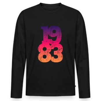 1983 40e anniversaire - T-shirt manches longues Premium bio Homme - noir - Devant - Nico (187cm)