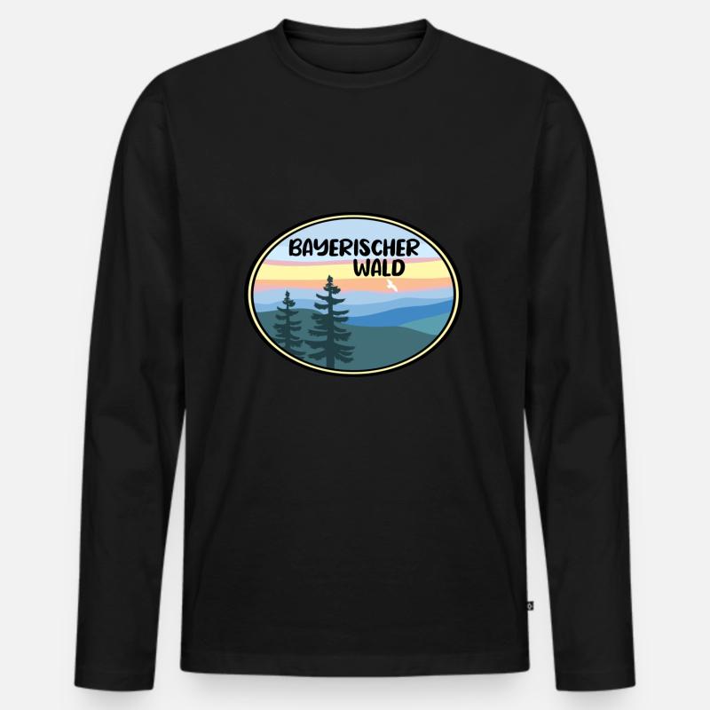 Bayrischer Wald - Männer Premium Bio Langarmshirt - Schwarz