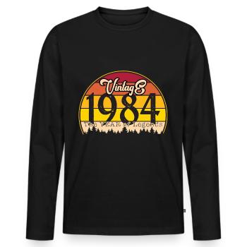 1984 Vintage - Männer Premium Bio Langarmshirt - Schwarz - Vorne - Nico (187cm)