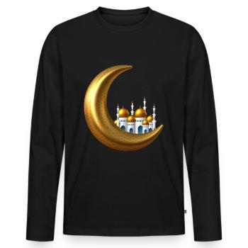 Croissant d’or Islam - T-shirt manches longues Premium bio Homme - noir - Devant - Nico (187cm)