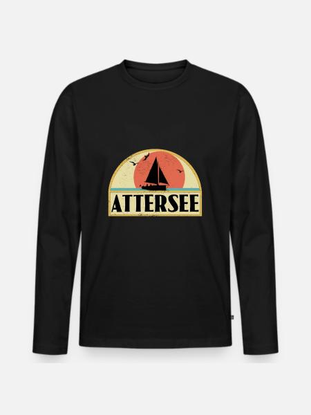 Attersee - Männer Premium Bio Langarmshirt - Schwarz