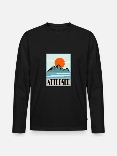 Attersee - Männer Premium Bio Langarmshirt - Schwarz