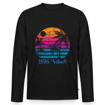 Vintage 1976 - Männer Premium Bio Langarmshirt - Schwarz - Vorne - Nico (187cm)