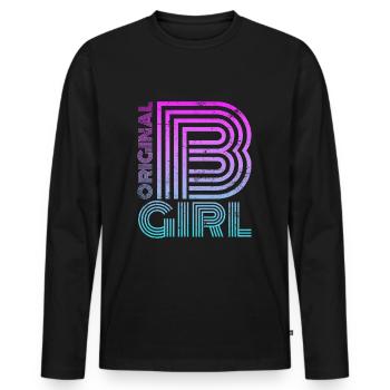 Breakdance Girl b-girl vintage - Men's Premium Organic Long Sleeve Shirt - black - Front - Nico (187cm)