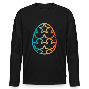 Buntes Osterei Sternen Design - Männer Premium Bio Langarmshirt - Schwarz - Vorne - Nico (187cm)