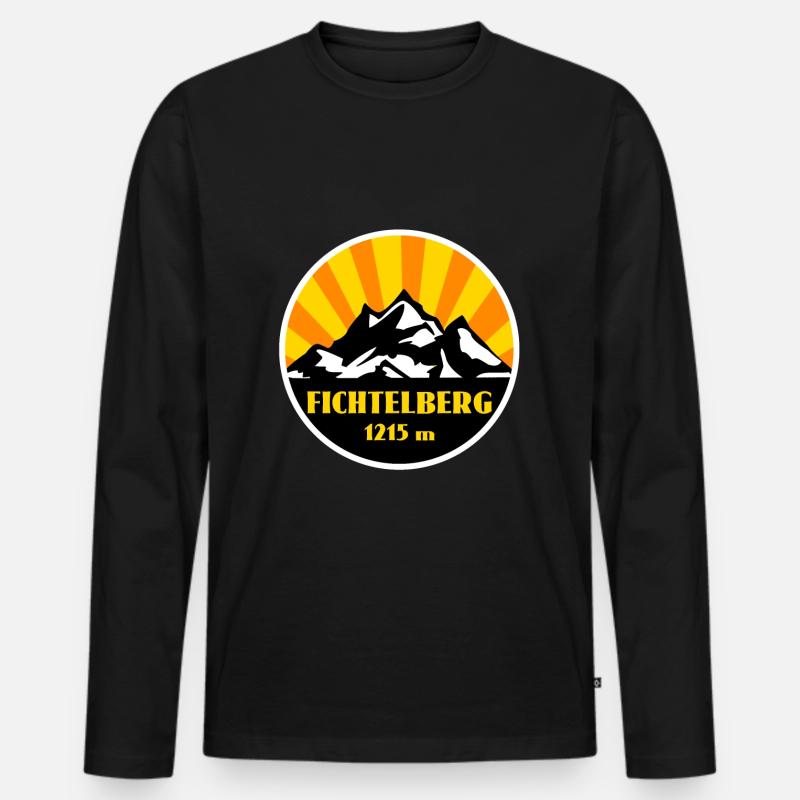 Fichtelberg - Männer Premium Bio Langarmshirt - Schwarz
