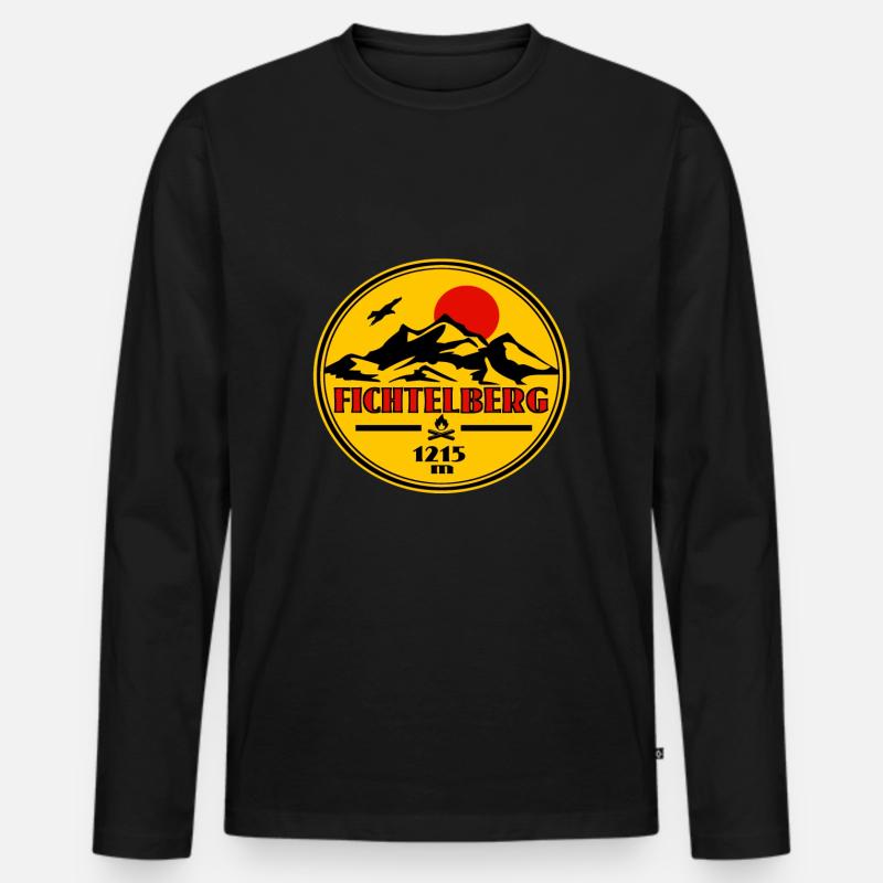 Fichtelberg - Männer Premium Bio Langarmshirt - Schwarz